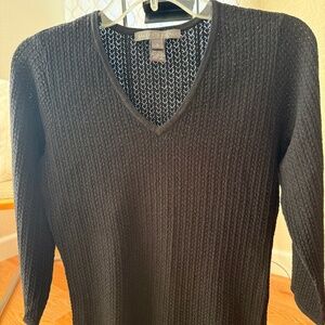 Saks Fifth Avenue Sweater Black Lace Knit Wool Blend SZ Small
